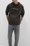 Pamuklu Regular Fit Logolu Kapüşon Yaka Erkek Sweat 0S10395-70219 KOYU KAHVE