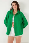 Pamuklu Regular Fit Müslin Kadın Gömlek CF25S166905 BENETTON