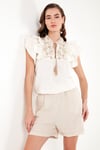 Pamuklu Regular Fit Nakış İşlemeli Kadın Bluz 611BZ0253 EKRU-BEJ