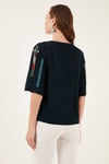 Pamuklu Regular Fit Nakış İşlemeli Kadın Bluz 611BZ0247 LACİVERT