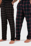 Pamuklu Regular Fit Normal Bel Düz Paça Cepli 2'li Paket Erkek Pijama Altı 6574003S2 Siyah Bordo-Yeşil