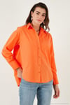 Pamuklu Regular Fit Önü Kısa Arkası Uzun Oval Kesim Kadın Gömlek CF25S163867 ORANGE