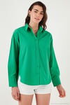 Pamuklu Regular Fit Önü Kısa Arkası Uzun Oval Kesim Kadın Gömlek CF25S163867 BENETTON