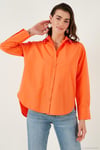Pamuklu Regular Fit Önü Kısa Arkası Uzun Oval Kesim Kadın Gömlek CF25S163867 ORANGE