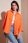 Pamuklu Regular Fit Önü Kısa Arkası Uzun Oval Kesim Kadın Gömlek CF25S163867 ORANGE