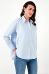 Pamuklu Regular Fit Önü Kısa Arkası Uzun Oval Kesim Kadın Gömlek CF25S163867 AÇIK MAVİ