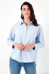 Pamuklu Regular Fit Önü Kısa Arkası Uzun Oval Kesim Kadın Gömlek CF25S163867 AÇIK MAVİ