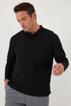 Pamuklu Regular Fit Polo Yaka Erkek Sweat 5905715 SİYAH