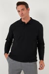 Pamuklu Regular Fit Polo Yaka Erkek Sweat 5905715 SİYAH