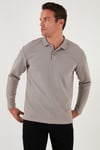 Pamuklu Regular Fit Polo Yaka Erkek Sweat 5905715 Kül