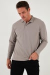 Pamuklu Regular Fit Polo Yaka Erkek Sweat 5905715 Kül