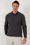 Pamuklu Regular Fit Polo Yaka Erkek Sweat 5905715 ANTRASİT