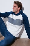 Pamuklu Regular Fit Renk Bloklu Kapüşonlu Erkek Sweat 5905771 İNDİGO
