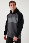 Pamuklu Regular Fit Renk Bloklu Kapüşonlu Erkek Sweat 5905771 SİYAH