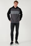 Pamuklu Regular Fit Renk Bloklu Kapüşonlu Erkek Sweat 5905771 SİYAH