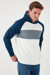 Pamuklu Regular Fit Renk Bloklu Kapüşonlu Erkek Sweat 5905771 İNDİGO