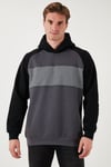 Pamuklu Regular Fit Renk Bloklu Kapüşonlu Erkek Sweat 5905771 SİYAH