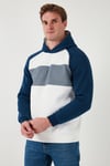 Pamuklu Regular Fit Renk Bloklu Kapüşonlu Erkek Sweat 5905771 İNDİGO