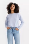 Pamuklu Regular Fit Şardonlu Bisiklet Yaka Kadın Sweat A5942-0020 MAVİ