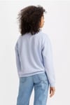 Pamuklu Regular Fit Şardonlu Bisiklet Yaka Kadın Sweat A5942-0020 MAVİ