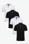 Pamuklu Regular Fit Şerit Detaylı Düğmeli Polo Yaka 4'lü Paket Erkek T Shirt 5902118S4 Siyah-Siyah-Beyaz-Beyaz