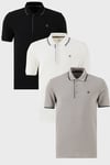 Pamuklu Regular Fit Şerit Detaylı Düğmeli Polo Yaka 3'lü Paket Erkek T Shirt 5902118S3 Taş-Beyaz-Siyah