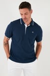 Pamuklu Regular Fit Şerit Detaylı Düğmeli Polo Yaka 4'lü Paket Erkek T Shirt 5902118S4 Siyah-Gri Melanj-Haki-İndigo