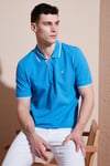 Pamuklu Regular Fit Şerit Detaylı Düğmeli Polo Yaka 3'lü Paket Erkek T Shirt 5902118S3 Siyah-Vizon-Koyu Mavi