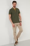 Pamuklu Regular Fit Şerit Detaylı Düğmeli Polo Yaka 3'lü Paket Erkek T Shirt 5902118S3 Aquamavi-Hakisarı-Taş