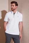 Pamuklu Regular Fit Şerit Detaylı Düğmeli Polo Yaka 4'lü Paket Erkek T Shirt 5902118S4 Siyah-Siyah-Beyaz-Beyaz