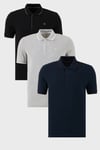 Pamuklu Regular Fit Şerit Detaylı Düğmeli Polo Yaka 3'lü Paket Erkek T Shirt 5902118S3 Siyah-Gri Melanj-Lacivert-Bordo