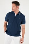 Pamuklu Regular Fit Şerit Detaylı Düğmeli Polo Yaka 3'lü Paket Erkek T Shirt 5902118S3 Antrasit-Haki-İndigo
