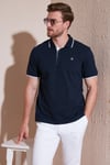 Pamuklu Regular Fit Şerit Detaylı Düğmeli Polo Yaka 4'lü Paket Erkek T Shirt 5902118S4 Siyah-Kırmızı-Antrasit-Lacivert