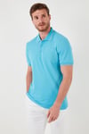 Pamuklu Regular Fit Şerit Detaylı Düğmeli Polo Yaka 4'lü Paket Erkek T Shirt 5902118S4 Siyah-Kırmızı-Antrasit-Aqua Mavi