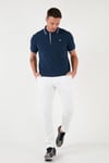 Pamuklu Regular Fit Şerit Detaylı Düğmeli Polo Yaka 3'lü Paket Erkek T Shirt 5902118S3 Beyaz-Haki-İndigo