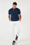 Pamuklu Regular Fit Şerit Detaylı Düğmeli Polo Yaka 4'lü Paket Erkek T Shirt 5902118S4 Siyah-Antrasit-Haki-İndigo