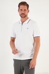 Pamuklu Regular Fit Şerit Detaylı Düğmeli Polo Yaka 3'lü Paket Erkek T Shirt 5902118S3 Beyaz-Mavi-Vizon