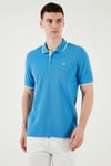 Pamuklu Regular Fit Şerit Detaylı Düğmeli Polo Yaka 4'lü Paket Erkek T Shirt 5902118S4 Aquamavi-Hakisarı-Taş-Koyu Mavi