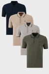 Pamuklu Regular Fit Şerit Detaylı Düğmeli Polo Yaka 4'lü Paket Erkek T Shirt 5902118S4 HAKİ-LACİVERTBORDO-TAŞ-VİZON