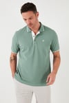 Pamuklu Regular Fit Şerit Detaylı Düğmeli Polo Yaka 3'lü Paket Erkek T Shirt 5902118S3 Siyah-Haki-Elma Yeşili-Beyaz