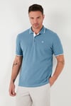 Pamuklu Regular Fit Şerit Detaylı Düğmeli Polo Yaka 4'lü Paket Erkek T Shirt 5902118S4 Siyah-Beyaz-Mavi-Vizon