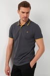 Pamuklu Regular Fit Şerit Detaylı Düğmeli Polo Yaka 5'li Paket Erkek T Shirt 5902118S5 Siyah-Antrasit-Hakisarı-Vişne-Beyaz
