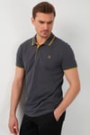 Pamuklu Regular Fit Şerit Detaylı Düğmeli Polo Yaka 3'lü Paket Erkek T Shirt 5902118S3 Siyah-Antrasit-Koyu Mavi