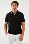 Pamuklu Regular Fit Şerit Detaylı Erkek Polo Yaka T Shirt 5902964 SİYAH