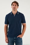 Pamuklu Regular Fit Şerit Detaylı Erkek Polo Yaka T Shirt 5902964 İNDİGO