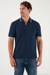 Pamuklu Regular Fit Şerit Detaylı Erkek Polo Yaka T Shirt 5902964 İNDİGO