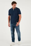Pamuklu Regular Fit Şerit Detaylı Erkek Polo Yaka T Shirt 5902964 İNDİGO