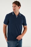 Pamuklu Regular Fit Şerit Detaylı Erkek Polo Yaka T Shirt 5902964 İNDİGO