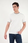 Pamuklu Regular Fit Şerit Detaylı Erkek T Shirt 5904089 BEYAZ