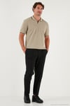 Pamuklu Regular Fit Şerit Detaylı Erkek Polo Yaka T Shirt 5902964 VİZON